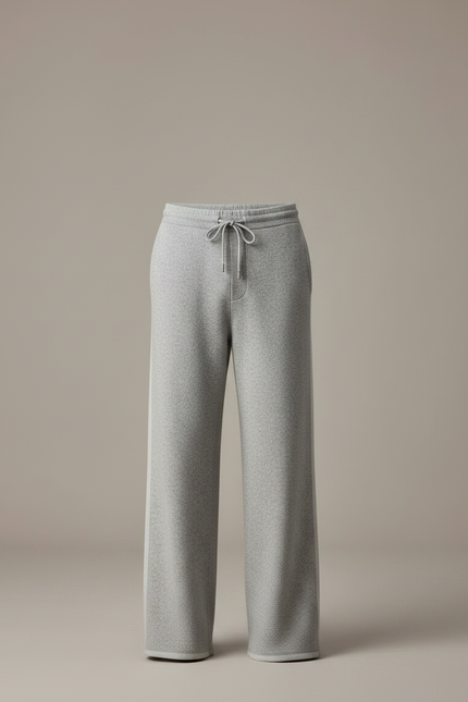 Pantalon Fluide Gris Ample Cordon Maille Homme - Molleton - vue 3