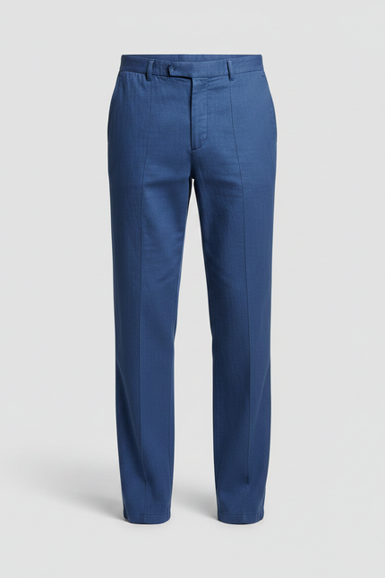 Pantalon Fluide Bleu Droit Coton Lin Décontracté Homme - vue 3
