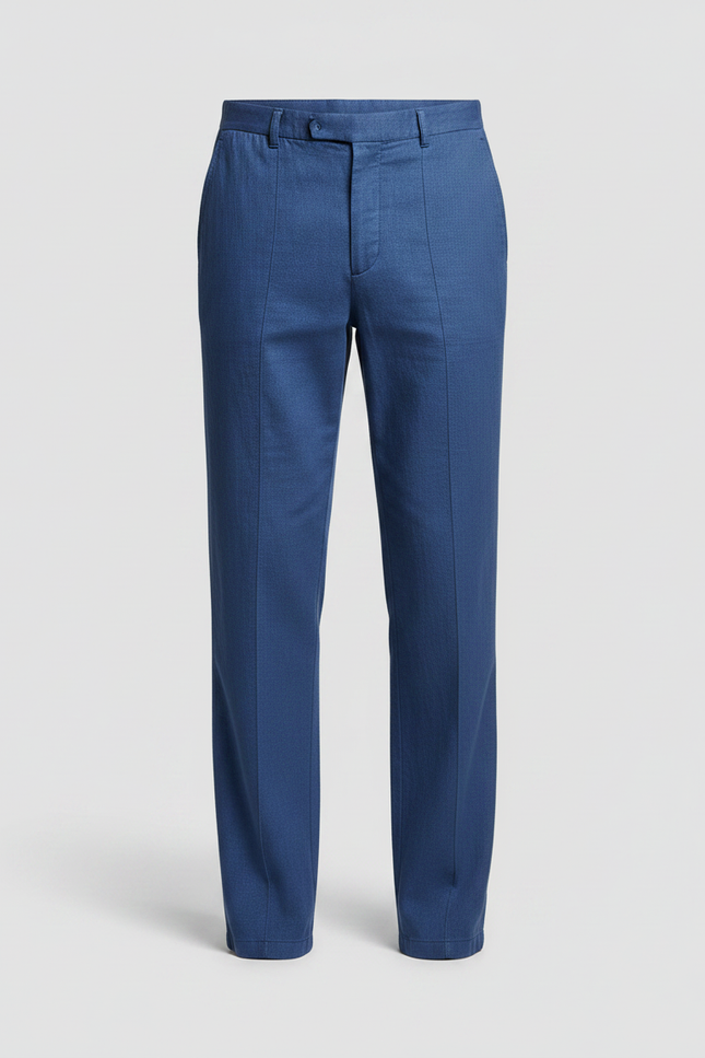 Pantalon Fluide Bleu Droit Coton Lin Décontracté Homme - vue 3