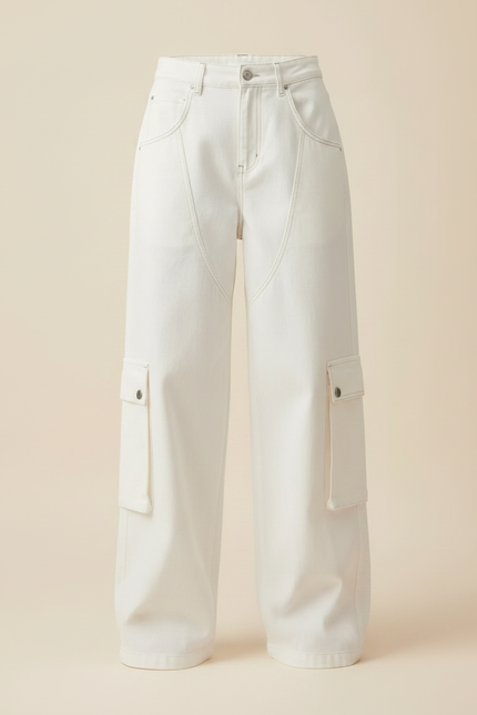 Pantalon Fluide Jean Femme - Blanc - vue 3