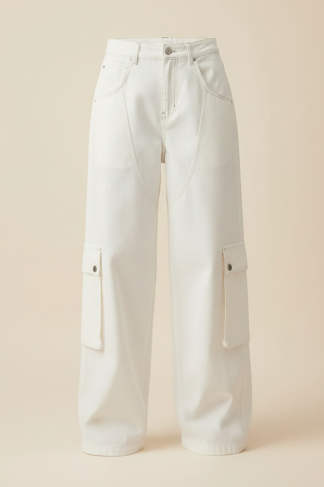 Pantalon Fluide Jean Femme - Blanc - vue 3