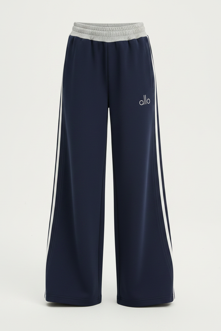 Pantalon Fluide Bleu Marine Ample Rayures Blanches Fille - Molleton - vue 3