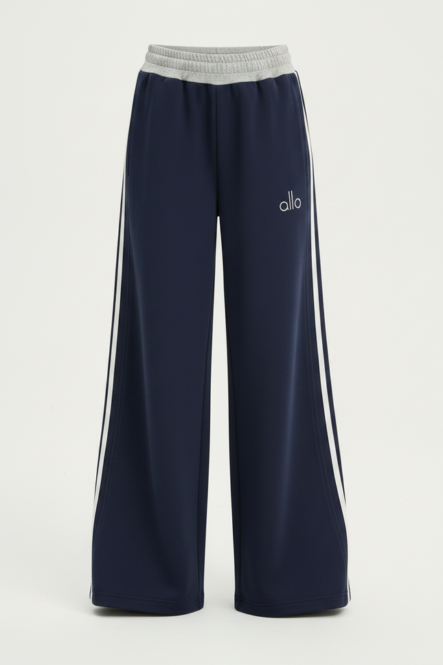Pantalon Fluide Bleu Marine Ample Rayures Blanches Fille - Molleton - vue 3