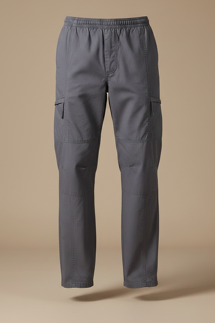 Pantalon Fluide Cargo Gris Homme Coton Décontracté Confortable - vue 3