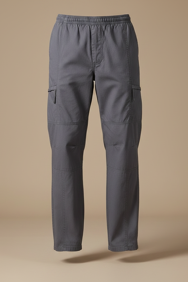 Pantalon Fluide Cargo Gris Homme Coton Décontracté Confortable - vue 3