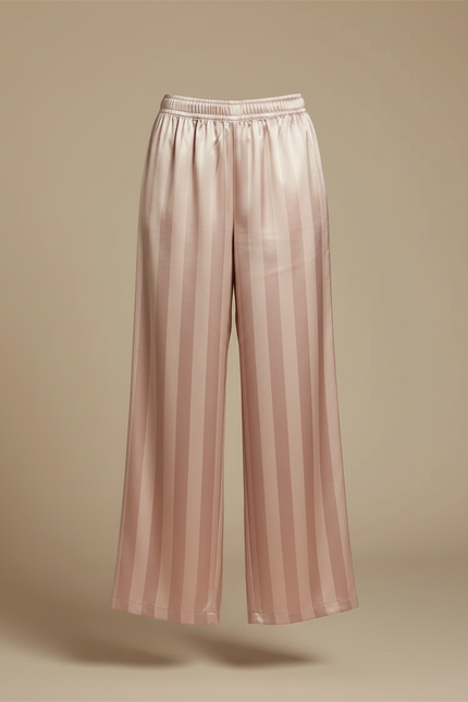 Pantalon Fluide Rayé Rose Satiné Ample Fille - vue 3