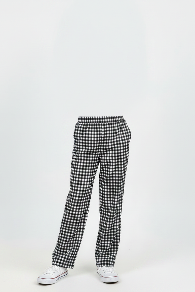 Pantalon Fluide Carreaux Noir Blanc Fille Ample - Imprimé Viscose - vue 3