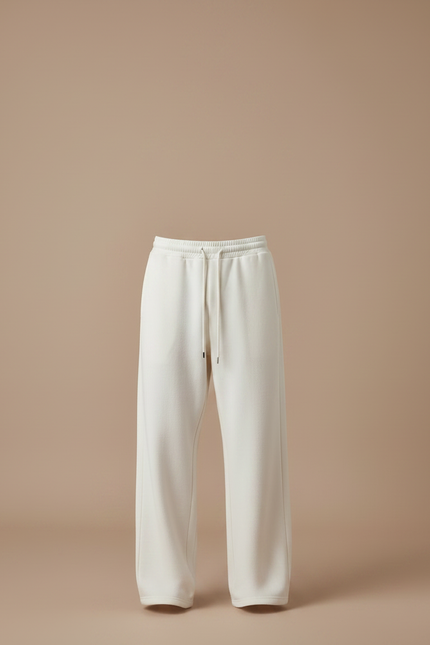 Pantalon Fluide Écru Ample Décontracté Cordon Homme - Beige Molleton - vue 3