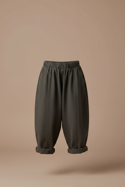 Pantalon Fluide Kaki Ample Coton Taille Élastique Confortable - Molleton - vue 3