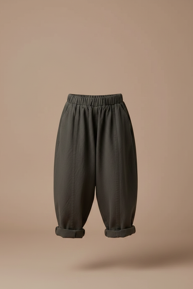 Pantalon Fluide Kaki Ample Coton Taille Élastique Confortable - Molleton - vue 3