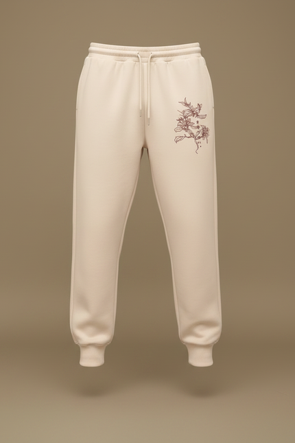 Pantalon Fluide Beige Cordon Fleur Harajuku Ample Homme - Molleton - vue 3