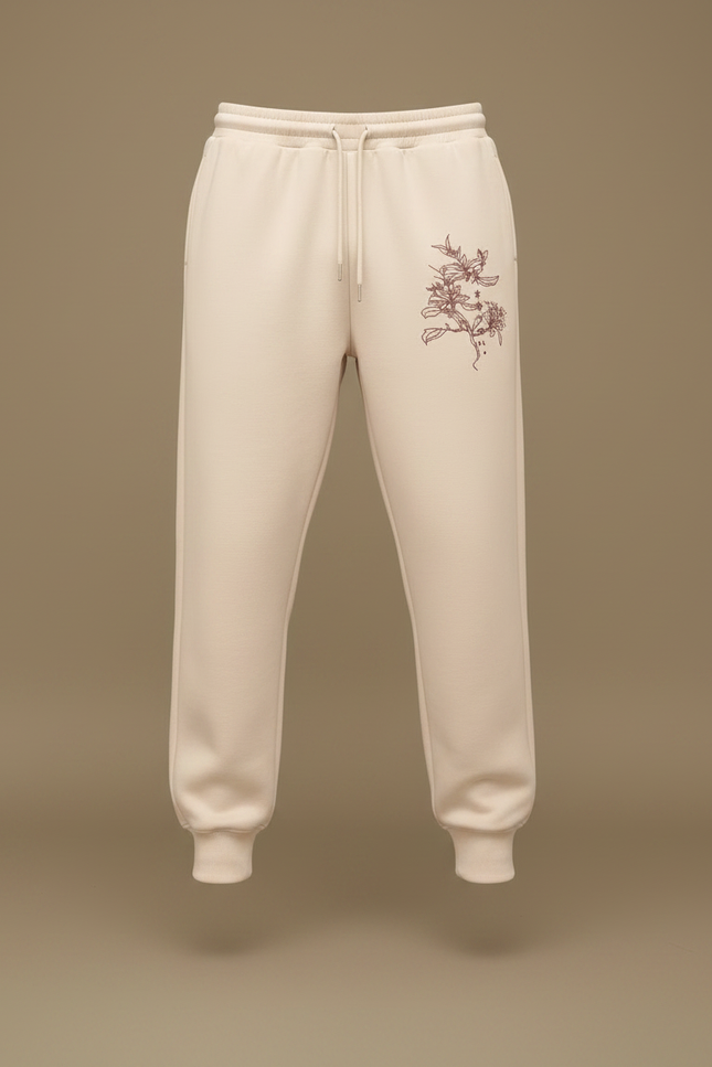 Pantalon Fluide Beige Cordon Fleur Harajuku Ample Homme - Molleton - vue 3