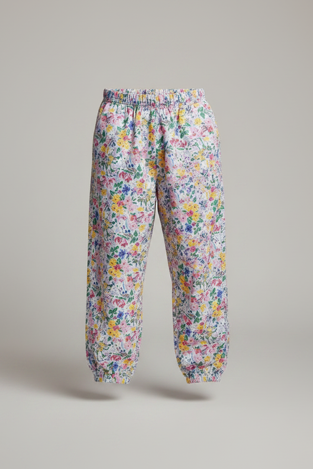 Pantalon Fluide Fleuri Ample Élastiqué Unisexe Été - Multicolore Viscose - vue 3