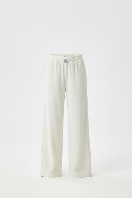 Pantalon Fluide Écru Ample Confortable Hiver - Beige Molleton - vue 3