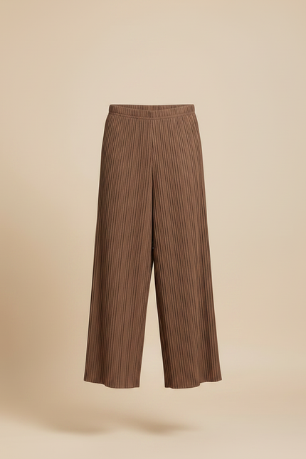 Pantalon Fluide Marron Plissé Ample Décontracté Homme - Polyester - vue 3