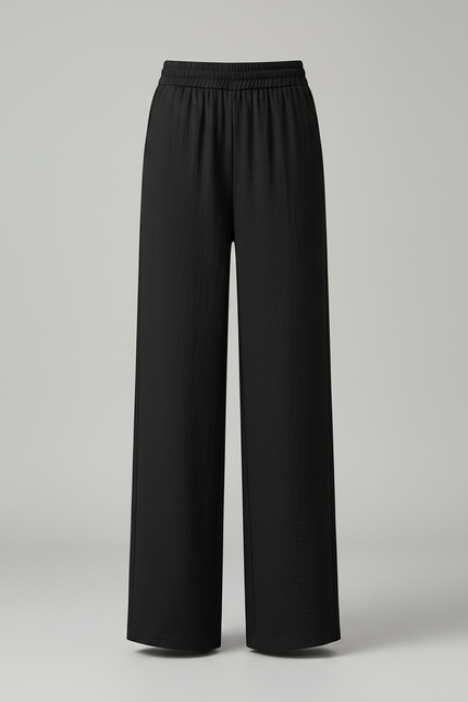 Pantalon Fluide Femme Noir Palazzo Viscose Chic Été 3 - vue 3