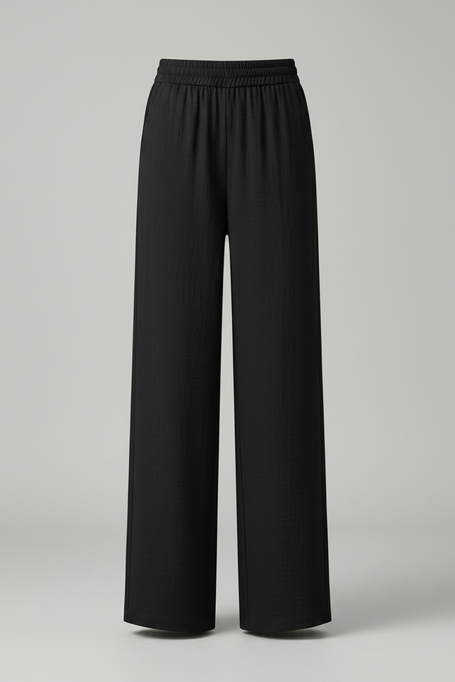 Pantalon Fluide Femme Noir Palazzo Viscose Chic Été 3 - vue 3