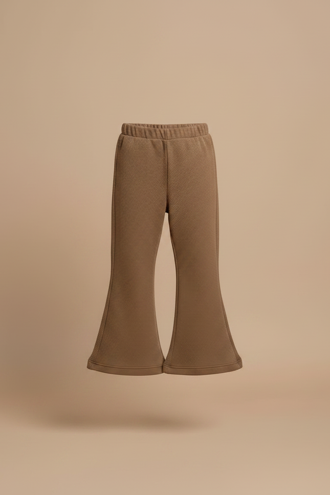 Pantalon Fluide Marron Gaufré Évasé Confortable Fille - Maille - vue 3