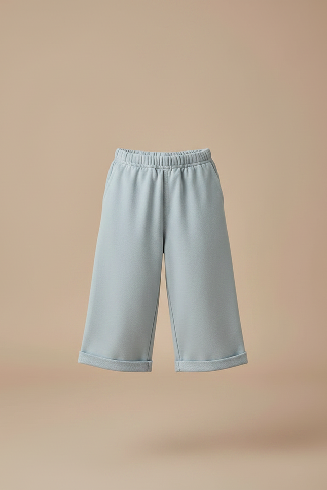 Pantalon Fluide Bleu Ciel Ample Coton Enfant - Molleton - vue 3