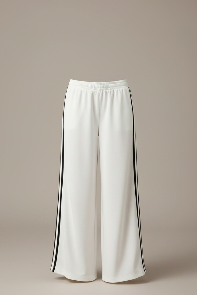 Pantalon Fluide Blanc Ample Rayures Sport Fille - Polyester - vue 3