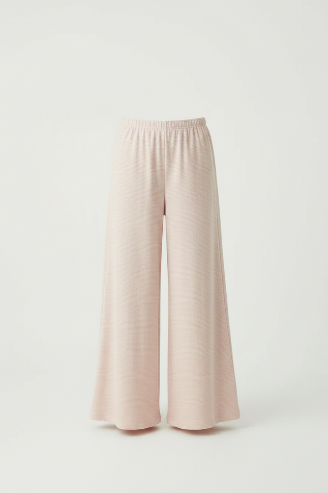 Pantalon Fluide Rose Rayé Ample Confortable Coton - vue 3