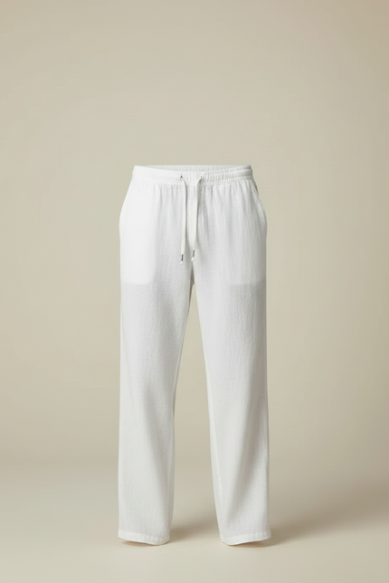 Pantalon Fluide Lin Blanc - vue 3