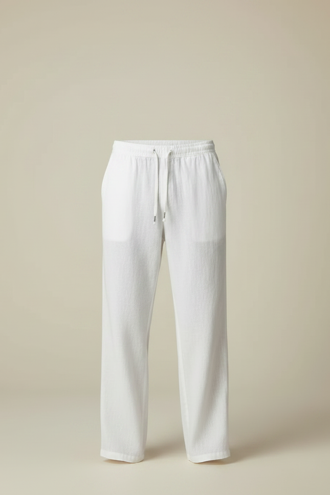 Pantalon Fluide Lin Blanc - vue 3