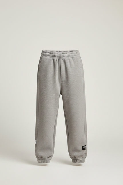 Pantalon Fluide Gris Ample Maille Gaufre Garçon - vue 3