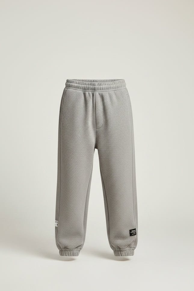 Pantalon Fluide Gris Ample Maille Gaufre Garçon - vue 3