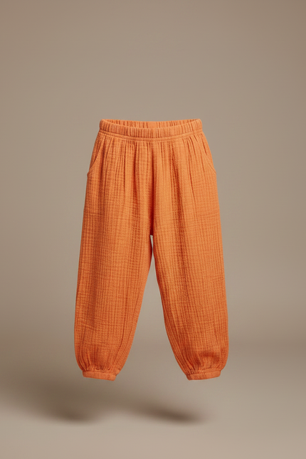 Pantalon Fluide Orange Gaze Coton Ample Enfant - vue 3