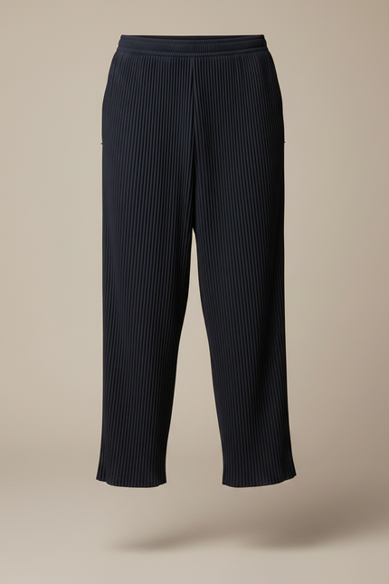 Pantalon Fluide Plissé Bleu Marine Décontracté Ample Homme - Polyester - vue 3