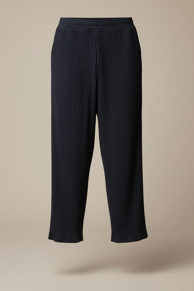 Pantalon Fluide Plissé Bleu Marine Décontracté Ample Homme - Polyester - vue 3