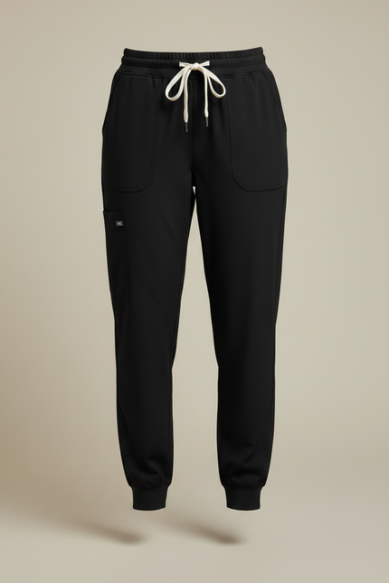 Pantalon Fluide Noir Jogger Cordon Femme Confortable - Polyester - vue 3
