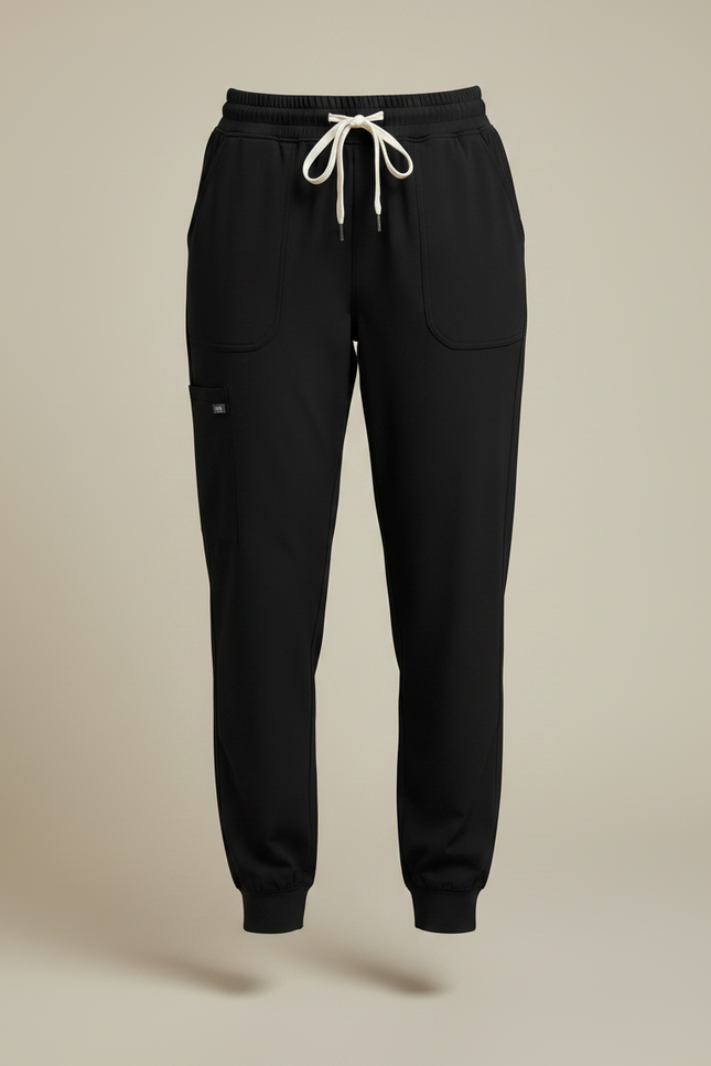 Pantalon Fluide Noir Jogger Cordon Femme Confortable - Polyester - vue 3