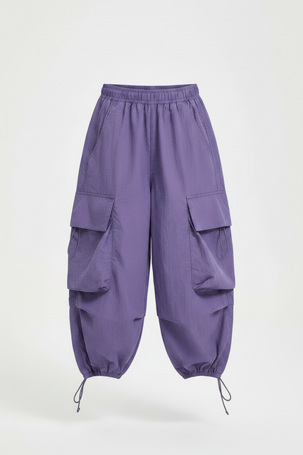 Pantalon Fluide Violet Cargo Ample Enfant Décontracté - Polyester - vue 3