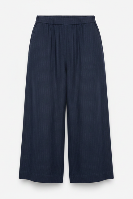 Pantalon Fluide Bleu Marine Rayé Ample Coton Enfant - vue 3