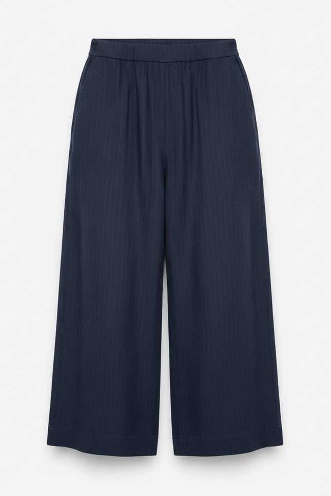 Pantalon Fluide Bleu Marine Rayé Ample Coton Enfant - vue 3