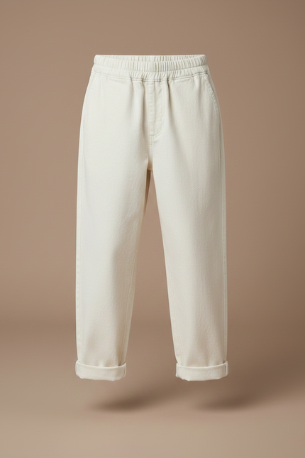 Pantalon Fluide Écru Ample Coton Enfant Unisexe - Beige - vue 3