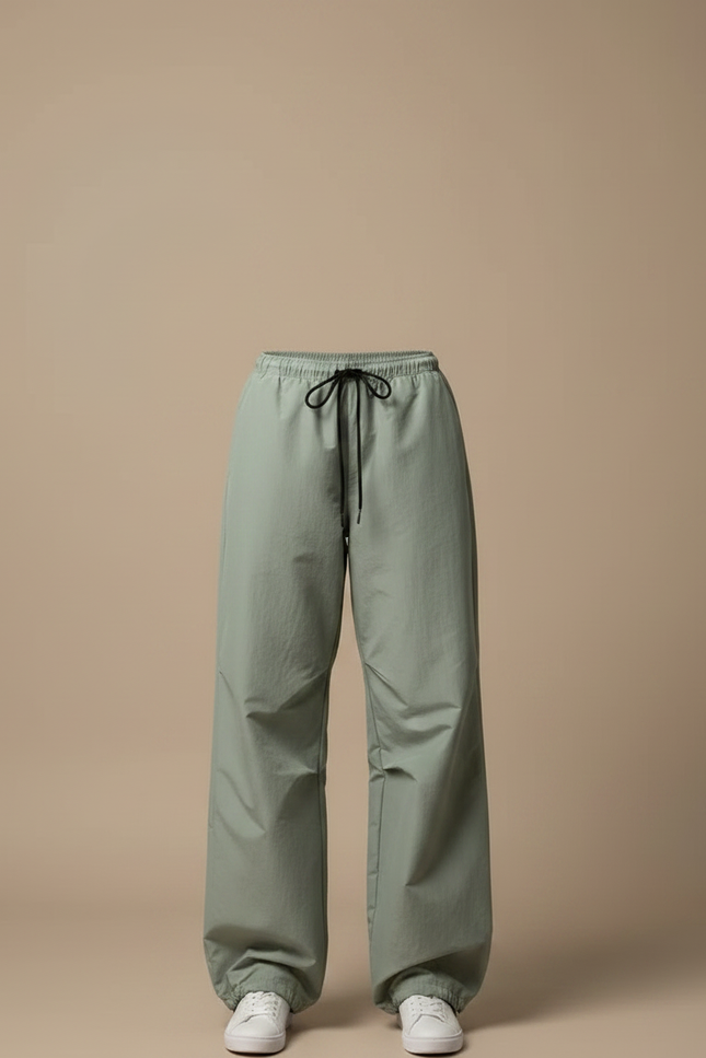 Pantalon Fluide Cargo Vert Ample Taille Basse - Polyester - vue 3