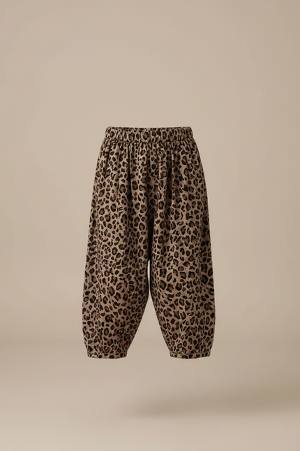 Pantalon Fluide Léopard Ample Sarouel Enfant Marron - Viscose - vue 3