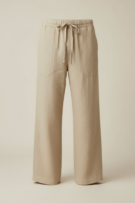 Pantalon Fluide Vacances - Beige Lin - vue 3