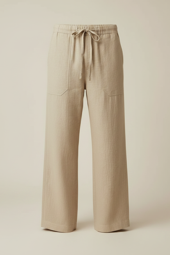Pantalon Fluide Vacances - Beige Lin - vue 3