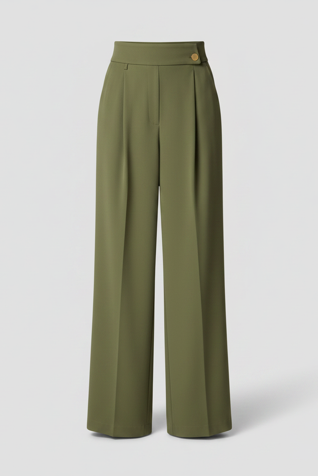 Tailleur Femme Fluide Pantalon - Kaki Viscose - vue 3