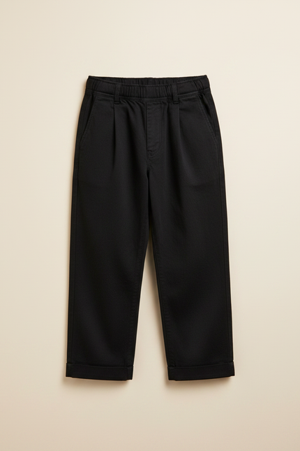 Pantalon Fluide Noir Ample Coton Enfant Décontracté - vue 3
