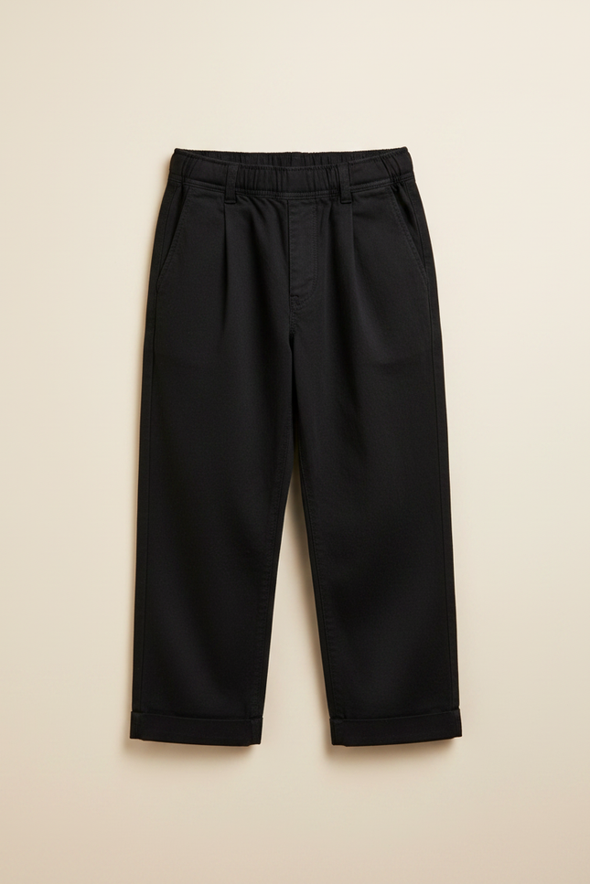 Pantalon Fluide Noir Ample Coton Enfant Décontracté - vue 3