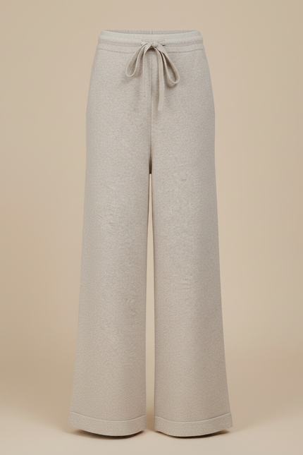 Pantalon Fluide Beige Laine Ample Tricoté Confortable Enfant - vue 3