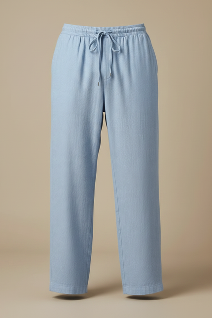 Pantalon Fluide Bleu Ciel Lin Ample Décontracté Homme - vue 3
