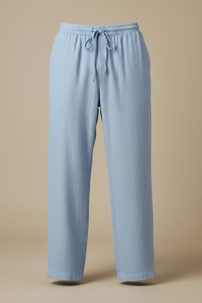 Pantalon Fluide Bleu Ciel Lin Ample Décontracté Homme - vue 3