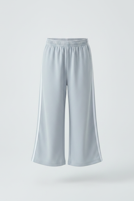 Pantalon Fluide Gris Ample Sport Bandes Blanches Enfant - Molleton - vue 3