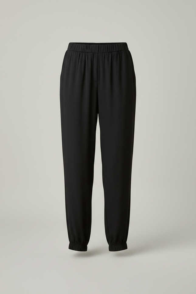 Pantalon Fluide Noir Ample Taille Élastique Cheville - Viscose - vue 3